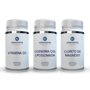 Kit (Vitamina D3 + Coenzima Q10 Lipossomada + Cloreto de Magnésio)